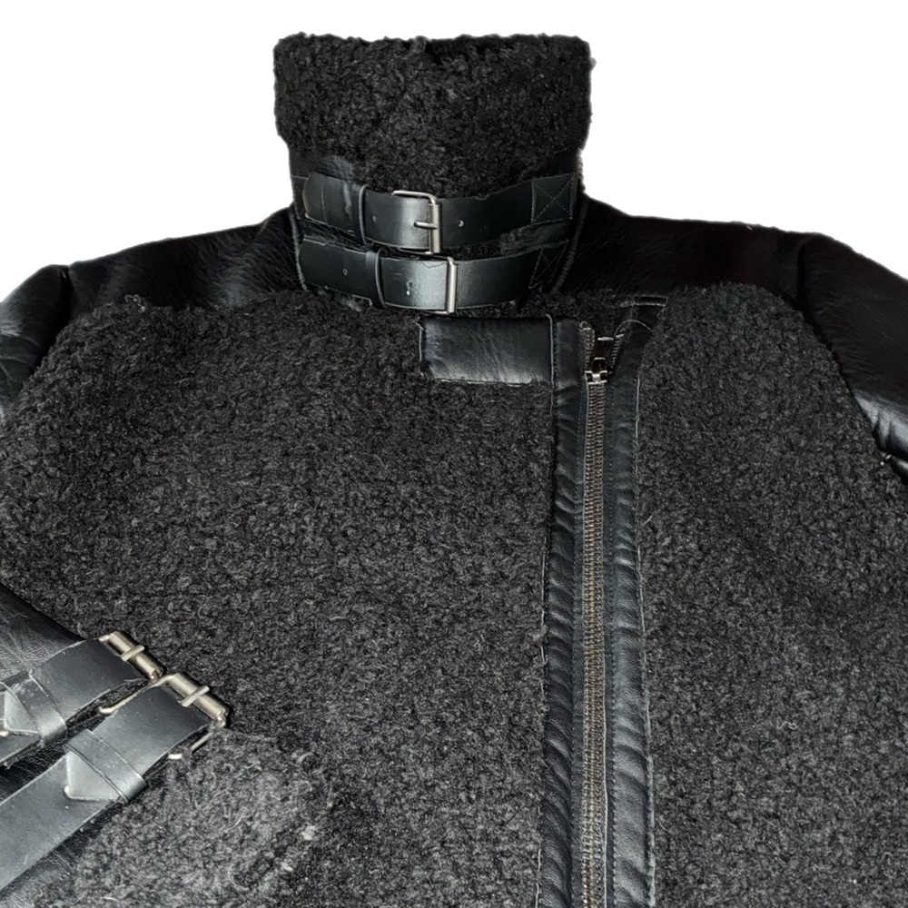Moon River Black Shearling Faux Leather Jacket Fall Soft Grunge Vibes - Picture 3 of 6